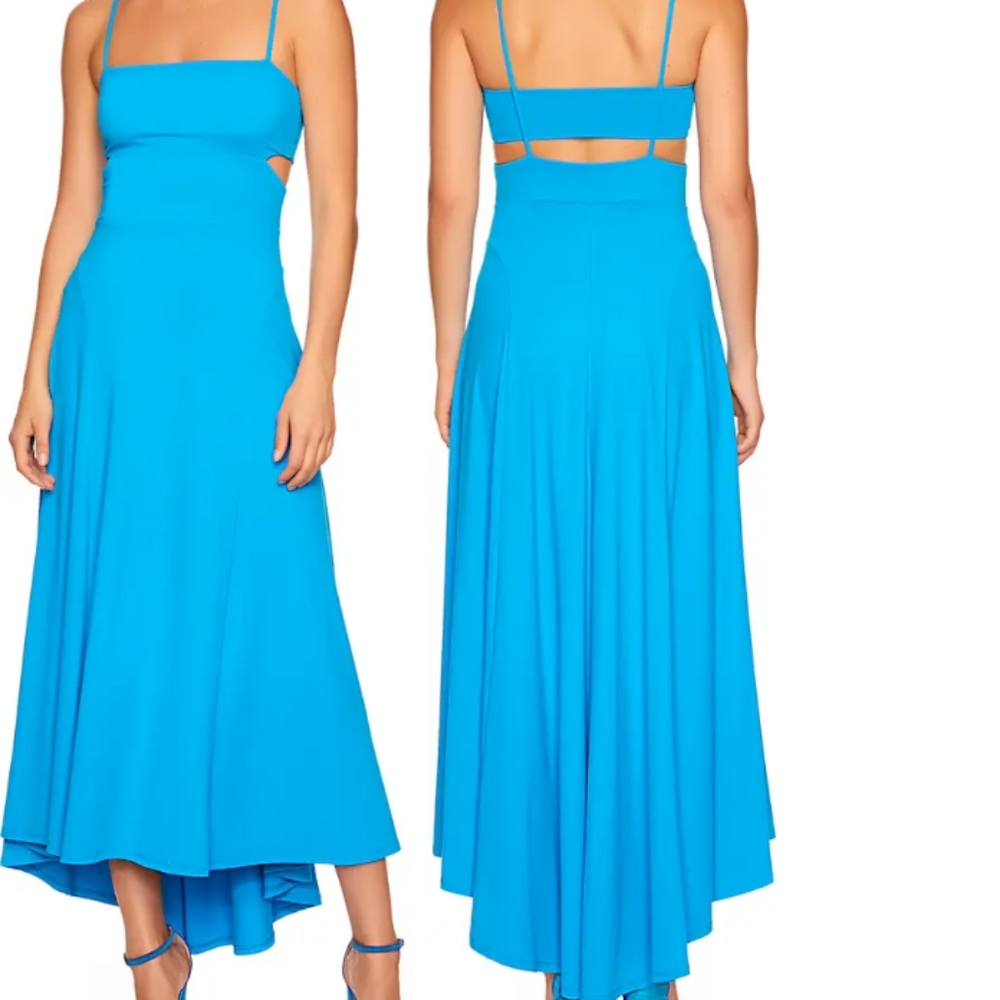 Susana Monaco Back Cutout High Low Dress in Aquamarine Size S NEW